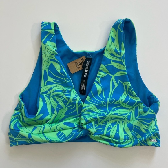 Pink Active Bathing Suit Top New with Tags Size Medium Blue Green - Picture 1 of 6